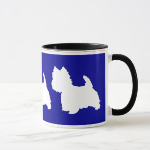 Westie Silhouet Rood & Blauw Mok