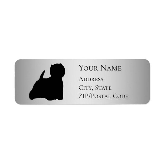 Westie Silhouette Return Address Etiket (Voorkant)