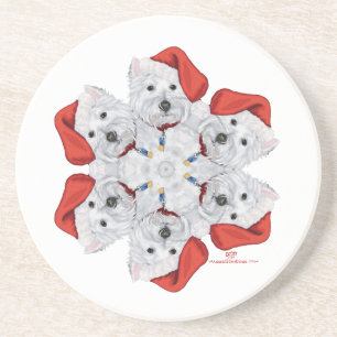 Westie Sneeuwvlokje Zandsteen Onderzetter