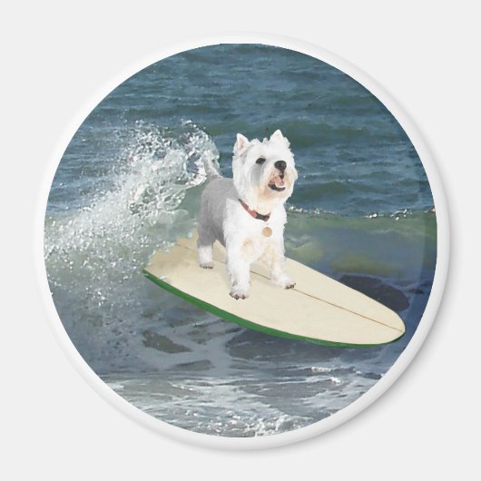 Westie Surfer Magneet (Voorkant)