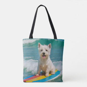 Westie Surfing Beach Bag Canvas tas
