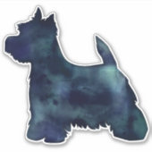Westie Terrier Black Waterverf Silhouette Sticker (Voorkant)