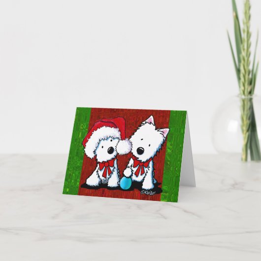 Westie Terrier Duo Cartes de Noël (Devant)