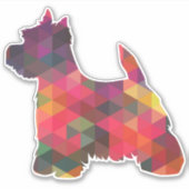 Westie Terrier Geometric Pattern Silhouette Sticker (Voorkant)