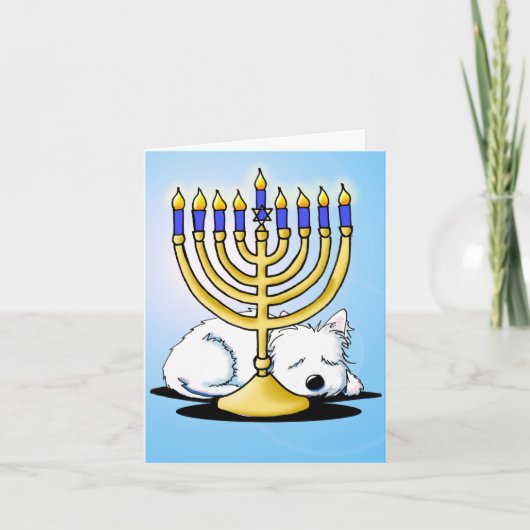 Westie Terrier Hanukkah Kaart (Voorkant)