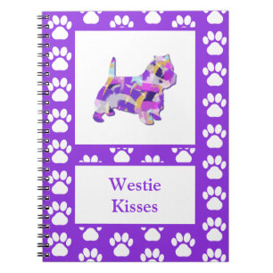 Westie Terriër Hond Leuk Silhouet Poot PurplePY&B Notitieboek