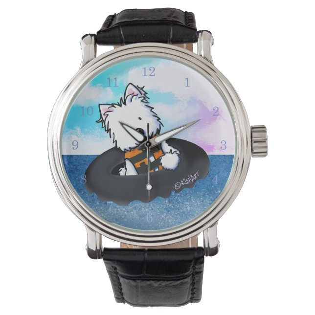 Westie Terrier River Float Horloge (Voorkant)