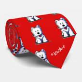 Westie Terrier Rode Stropdas (Opgerold)