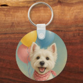 Westie Verjaardag Sleutelhanger (Voorkant)