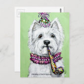 Westie verjaardagsfeestje briefkaart (Voorkant / Achterkant)