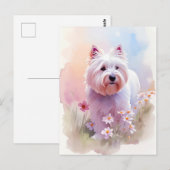 Westie Watercolor Portrait 1 carte postale (Devant / Derrière)
