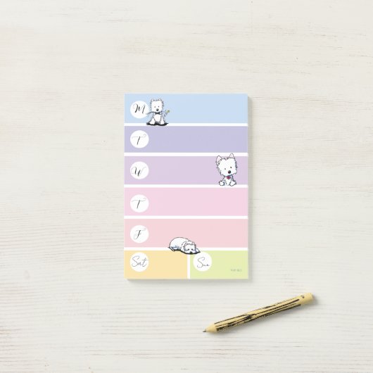 Westie Wekelijkse Planner Post-it® Notes (Op bureau)