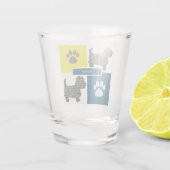 Westie West Highland Silhouette Dog & Paw Y&B Grid Shot Glas (Achterkant)