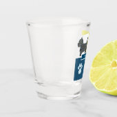 Westie West Highland Silhouette Dog & Paw Y&B Grid Shot Glas (Links)