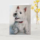 Westie West Highland Terrier Hond Gezicht Kaart (Gele Bloem)