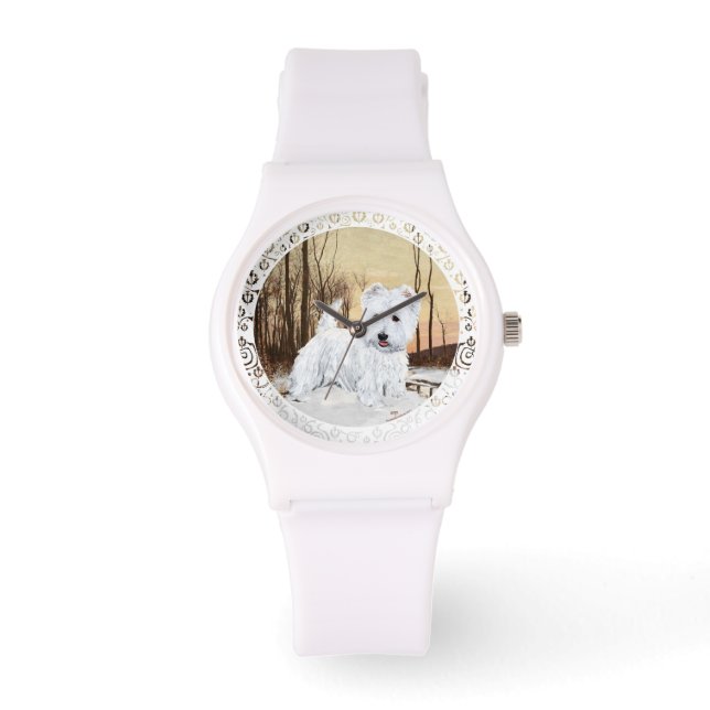 Westie Winter Horloge (Voorkant)