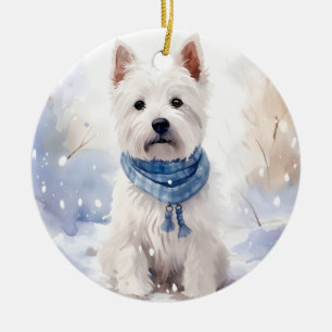 Westie Winter Kerstmis Keramisch Ornament
