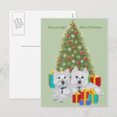 Westies bij de kerstboom feestdagenkaart (Voorkant / Achterkant)