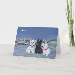 Westies en een Scottie Kerst Feestdagen Kaart