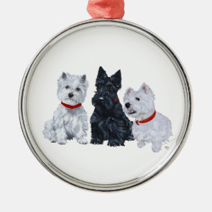 Westies en een Scottie Samen Metalen Ornament