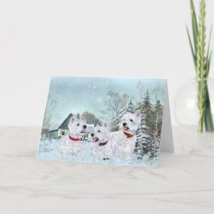 Westies houden van de wintertijd feestdagen kaart