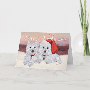 Westies in de wintertijd feestdagen kaart