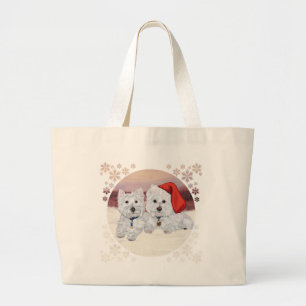 Westies in de Wintertijd Grote Tote Bag