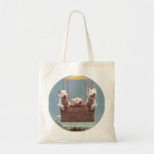 Westies in een ballon tote bag