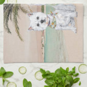 Westies op een Palmy Beach Theedoek (Gevouwen)