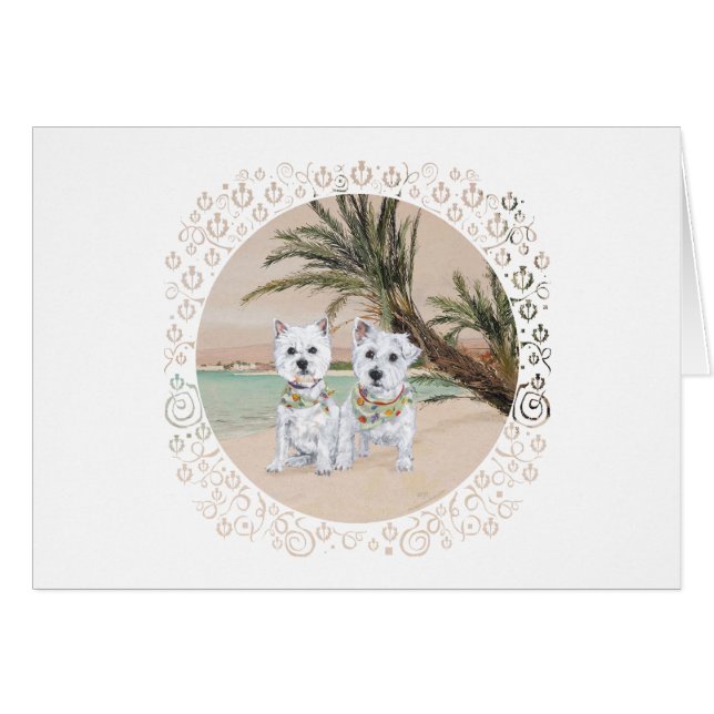 Westies sur une plage de Palmyre (Devant horizontal)