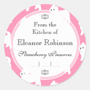 Westies West Highland Terrier Patroon Roze Ronde Sticker