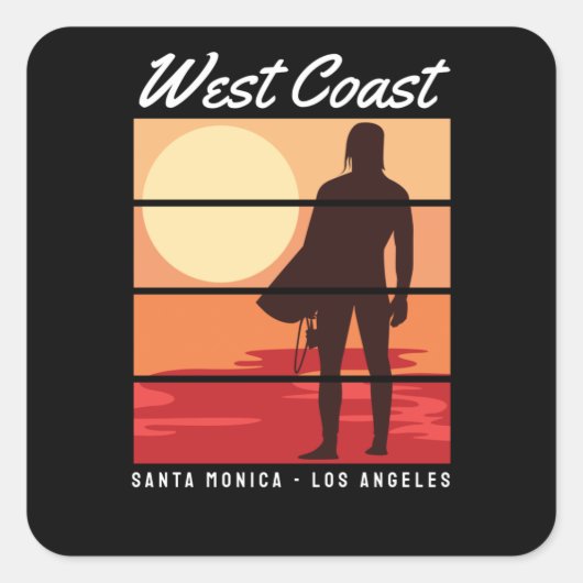 Westkust Santa Monica Vierkante Sticker (Voorkant)
