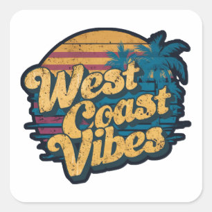 Westkust vibes vierkante sticker