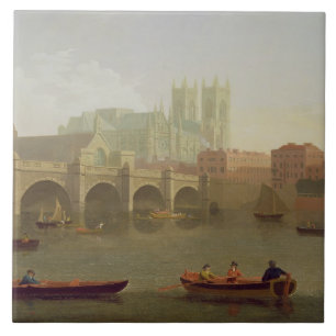 Westminster Abbey en Westminster Bridge waargenome Tegeltje