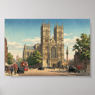 Westminster Abbey Japanse Houtblokprint Poster