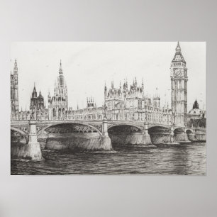 Westminster Bridge London UK. 10-30-2006 Poster