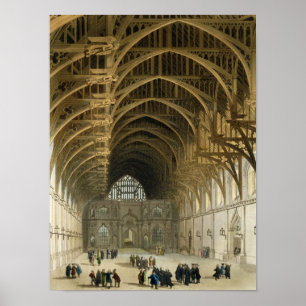 Westminster Hall, gegraveerd door J. Blindepub Poster