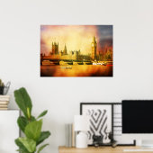 Westminster Palace en Bridge Poster (Thuiskantoor)