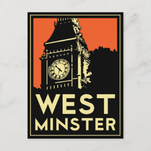 westminster retro art deco reisposter briefkaart
