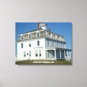 Westport Harbour, MA Huis - Accoxet Canvas Afdruk