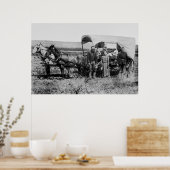 WESTWAREFAMILIE IN GEDEKTE WAGON c. 1886 Poster (Keuken)