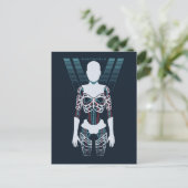 Westworld | Androïde Skelet over Logo Briefkaart (Staand voorkant)