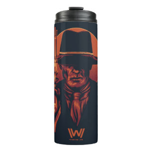Westworld Man in zwart-wit met revolver Thermosbeker