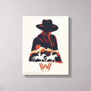 Westworld   Man in zwarte woestijn Silhouette Canvas Afdruk