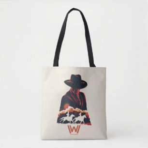Westworld Man in zwarte woestijn Silhouette Draagtas