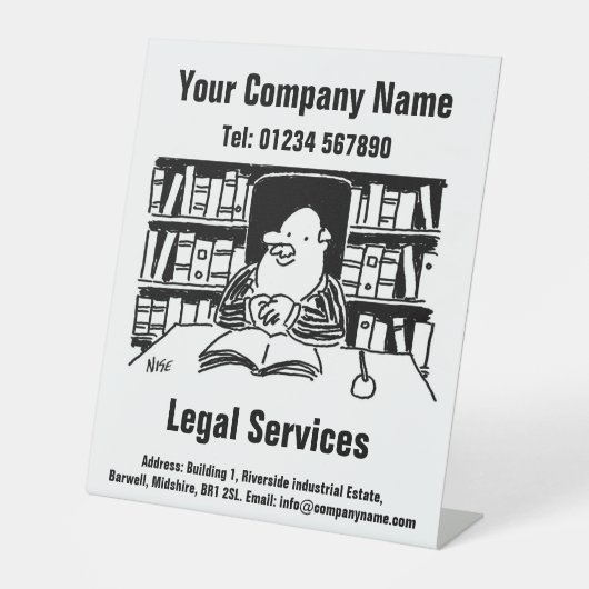 Wet- en juridische dienstverlening reclamebord met voetstuk (Voorkant)