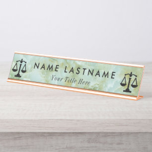 wet   Schalen van rechtvaardigheid   Lawyer Desk N Bureau Naambordje