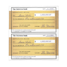 Wet van Aantrekking Blank Geld Cheque Goud 5.5" x