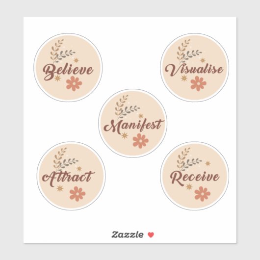 Wet van aantrekking-positieve woorden- Pack van 5 Sticker (Vel)
