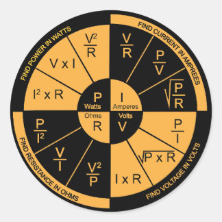 Wet van Ohm - Zwart en Sinaasappel Ronde Sticker